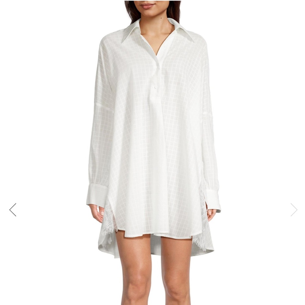 Andine women’s white Roxy Check Cotton Shirtdress size M